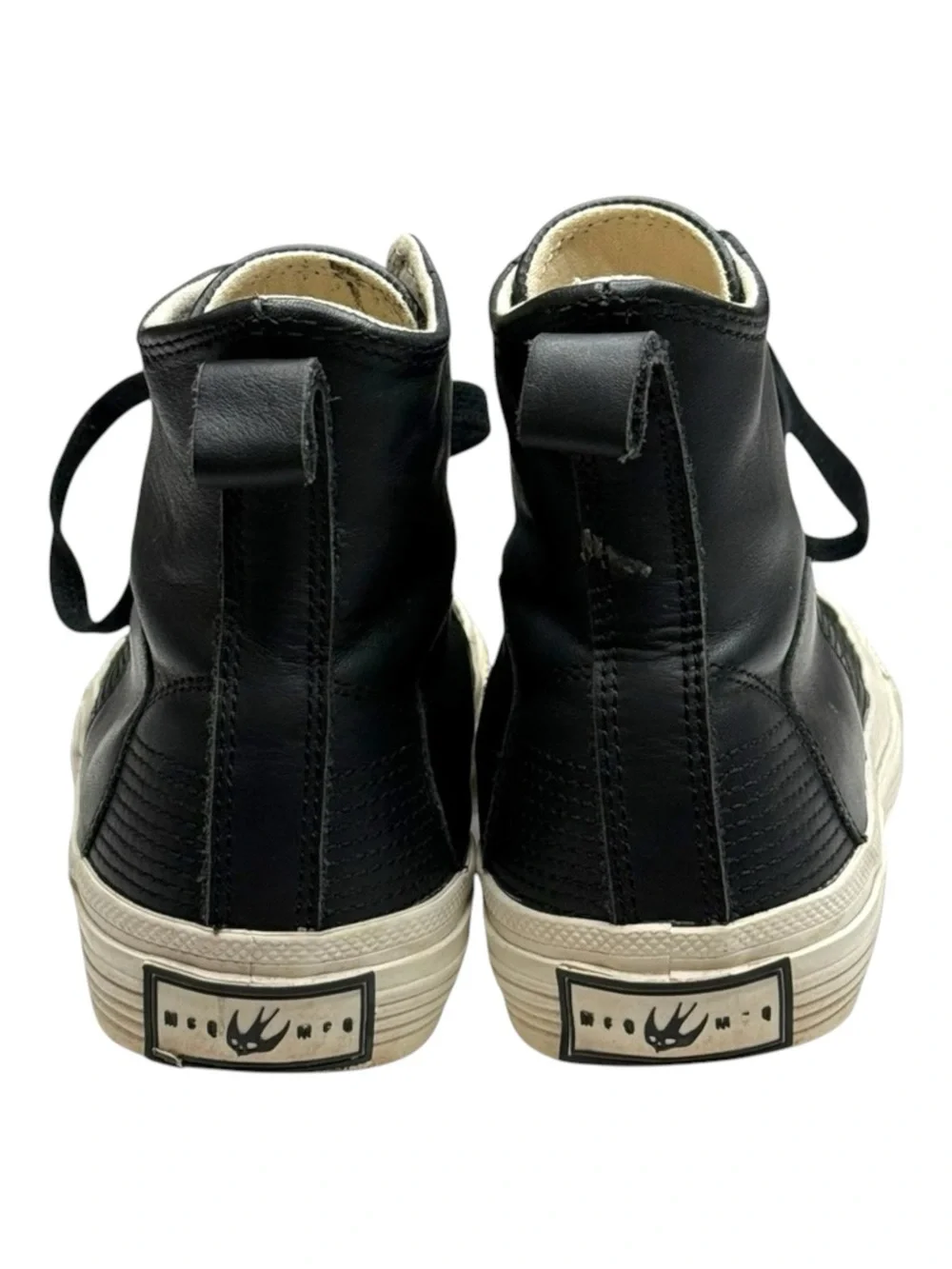 McQ Alexander McQueen ♔ Swallow Plimsoll High Top Leather Sneakers ♔ Black ♔ 38